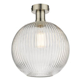 Emerson Semi Flush Antique Chrome Round Ribbed Glass dar lighting